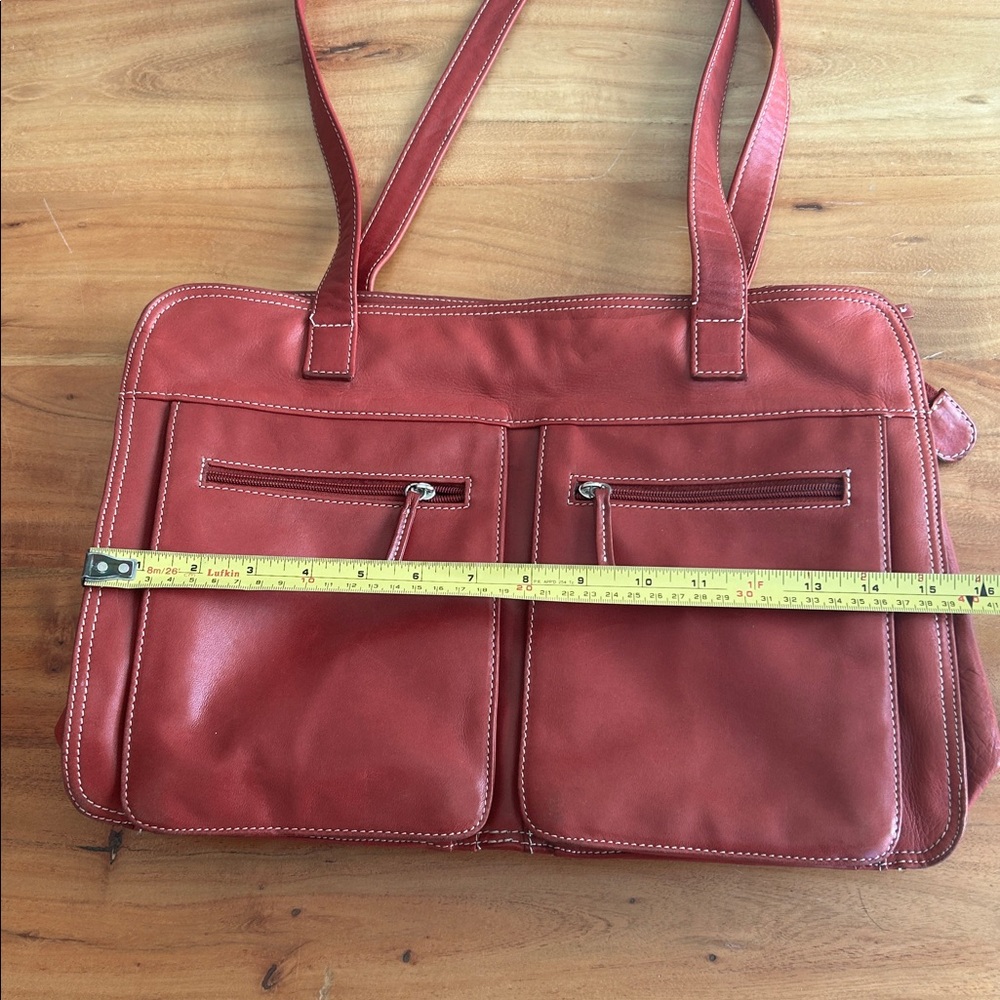 Tignanello Red Leather Shoulder Bag - Picture 3 of 11